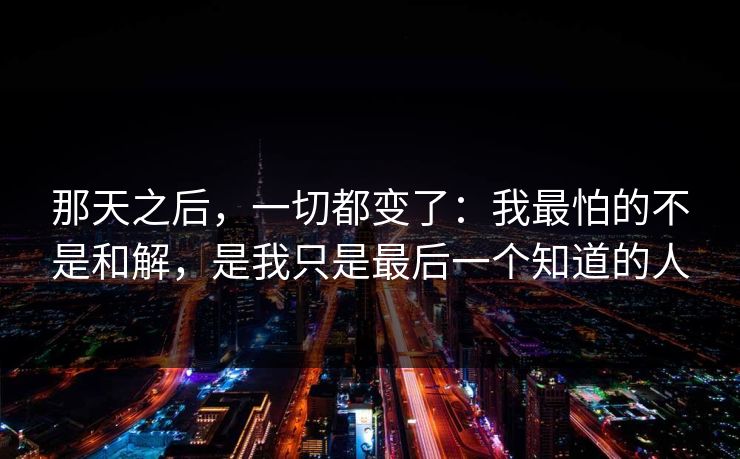 那天之后,一切都变了:我最怕的不是和解,是我只是最后一个知道的人 那天之后,一切都变了:我最怕的不是和解,是我只是最后一个知道的人
