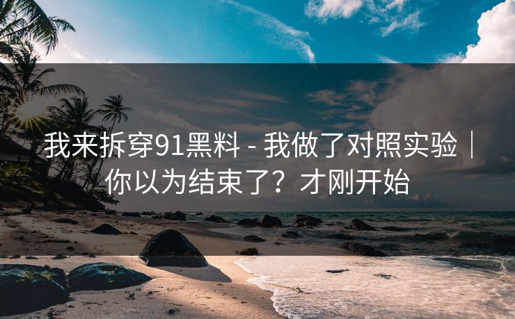 我来拆穿91黑料 - 我做了对照实验｜你以为结束了？才刚开始